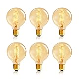 Globe Edison Bulbs, 6-Pack 60w Vintage Edison Light Bulb, Spiral Filament Edison Bulbs, E26 Base -...