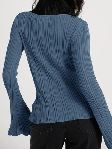 Image of Cicy Bell Womens Bell Long Sleeve Tops Going Out Knitted Fall Pullover Lightweight Sweater Shirts