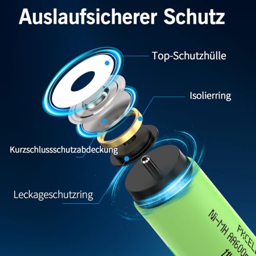 PKCELL 4 Stück AA Wiederaufladbar NiMH 1,2V 600mAh Akku für Solarlampen – Ansicht 4