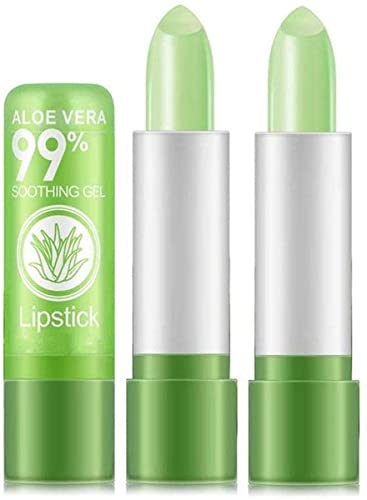 VBA Color Change Lipstick Lip Blam, Long Lasting Magic Temperature Nutritious Lips Makeup Aloe Vera Lip Gloss Set Aloe Vera Lipstick, Matte Finish (Pack of 2)