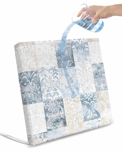 2 Pack Abstract Floral Check Waterproof Cushion Covers with Ties, Outdoor Patio Chaise Lounge Chair Seat Cushion Slip Covers Replacement(Only Cover) Vintage Flowers Buffalo Plaid 22