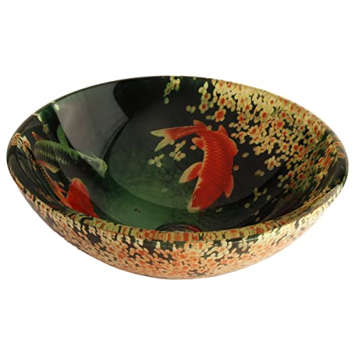 Fontaine Koi & Lily Pond Glass Vessel Bathroom Sink - FSA-VS-PSZ003D