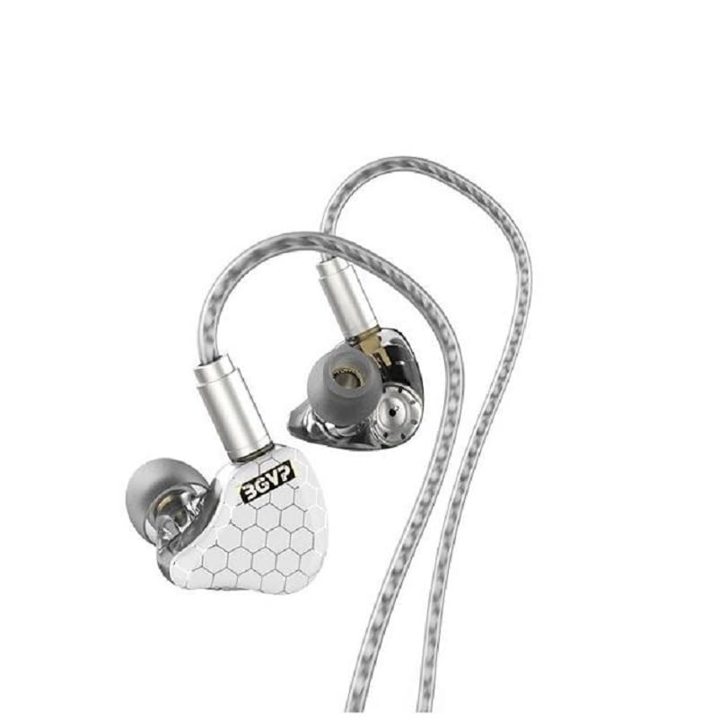 syeindunce BGVP Scale Pro 1DD+1BA Hybrid Driver IEM Earphones, HiFi Wired in-Ear Monitor Headphones, Gaming Earbuds with Powerful Bass (No Mic, White)