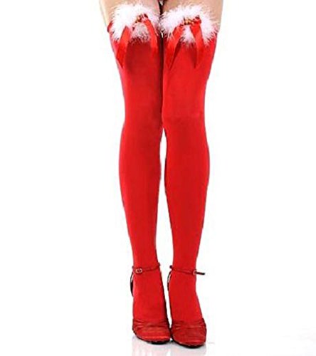 PrettyLoveHose Bas Voile Rouge Mere Noël Noeud Grelots, Rouge, Taille Unique T1 à  T3 (36-38-40) Cover