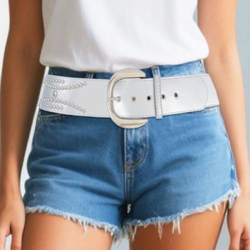 Ceinture large en cuir argenté ajustée pour structurer la taille - 2
