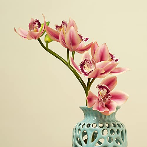 Image of PURE HOME + LIVING Pink Faux Boat Orchid Spray (Made of Plastic, Wire and Fabric) for Home, Office and Living Room Decorations (Without Vase)(Height-76cm) Pack of 1