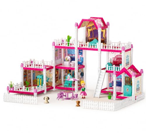 Image of Beautiful Home Doll House for Girls, 4 Floor DIY Dream House Playset