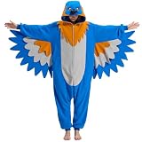 AMAMHAHAVA Eastern Bluebird Onesie Pajamas for Adults, Bluebird Halloween Costume Cosplay One-Piece for Women and Men