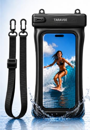 Image of Waterproof Phone Pouch, IPX8 Universal Waterproof Phone Case Dry Bag with Lanyard for iPhone 14 13 12 11 Pro Max XR X XS SE 8 Plus Samsung S23 S22 Ultra S21 S10 S9 (Floating- Black 1 Pack)