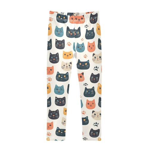 Cats Paws Girls' Leggings Toddler Doodles Kids Yoga Pants Dance Active Tights 4T