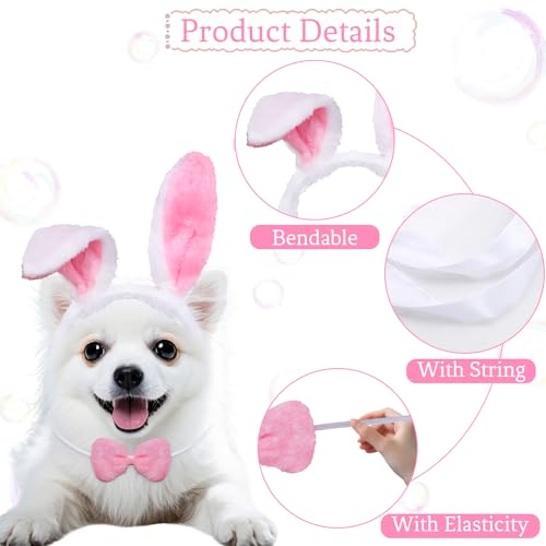 Set de disfraz de conejo para perro mediano, 3 piezas miniatura 3