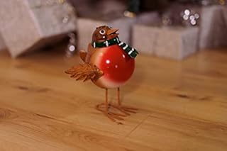 Marco Paul Novelty Christmas Rockin' Robin Winter Wobbler Christmas Decorations Metal Wobble Christmas Ornaments Hand-Painted Xmas Figurine Bird Ornament Indoor Outdoor Home Decor Garden Ornaments