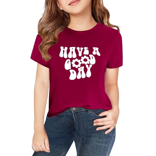 Kids Toddler Girls T-Shirts O-Neck Cute Short Sleeve Summer Beach Vacation Lightweight 𝐐uick Dry Casual