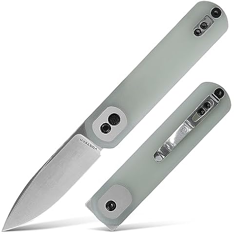 Vosteed Corgi Small Folding Knife, Flipper Knife with Clip for Men Women Gifts, Patented Trek Lock Pocket Knife 2.99" Sandvik 14C29N Blade, G10 Handle for EDC Cover