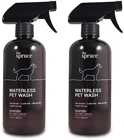 The Spruce Waterless Pet Wash, No Rinse Moisturizing Shampoo for Pets - Daily Pet Care - Cleaning, Cleansing, and Conditioning for Dogs, Puppies, and Cats - Lavender, 17oz, 2 Pack