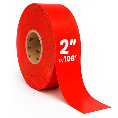 Image of DuraMark EC700 Floor Marking Tape for Concrete and Pavement | Industrial Marking Tape for Warehouses | Long-Lasting | High Durability, Red, 2 Inches by 108 Feet
