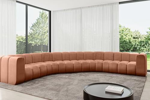 ALTDECOR Modulares Sofa Ecksofa in U-Form Corner modular Sofa Eckcouch Couch Wohnlandschaft Cauchsofa Bodensofa Polstersofa Lazro-U1-373x373x70 cm Apricot – Bild 5