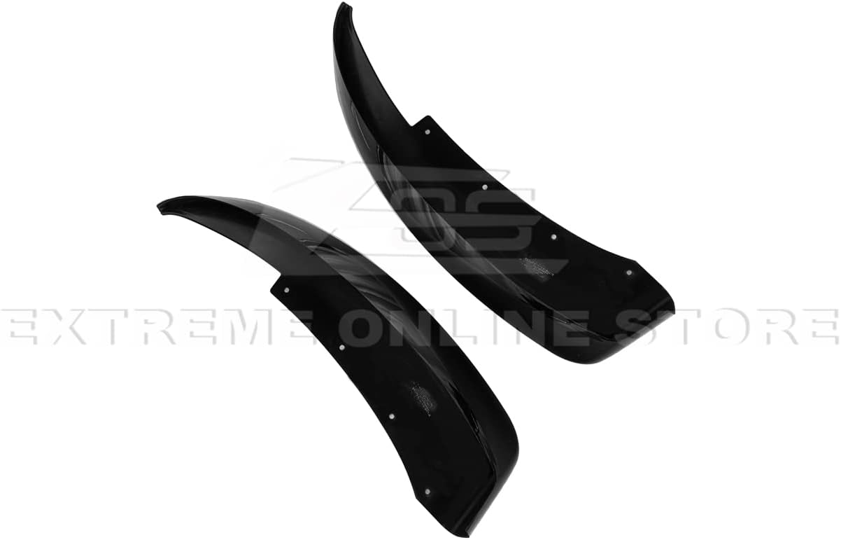 Replacement for 2005-2013 Chevrolet Corvette C6 Base Models | GM Factory XL Extended Style Carbon Fiber Front Wheel Side Splash Guards Mud Flap Pair (ABS Plastic - Painted Glossy Black)