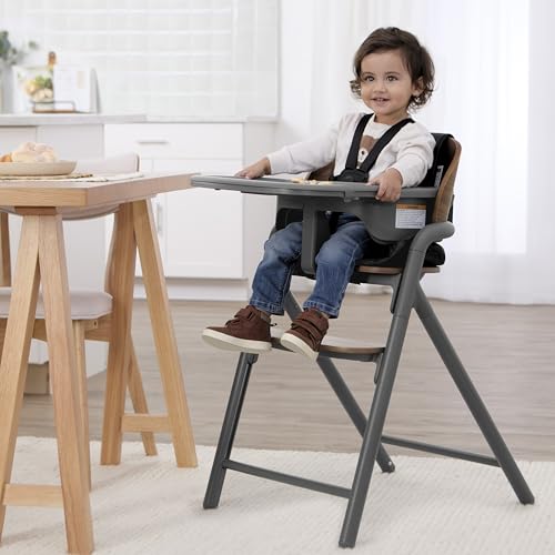Image of Evolur Step and Savor Baby High Chair, Converts to Adult Stool, 5 Position Adjustable Height and Footrest Positions Portable High Chair, Removable Tray, Easy to Clean and Removable Cushion
