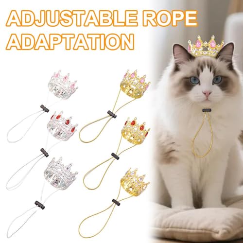 Corona para mascota ajustable con piedras brillantes miniatura 2