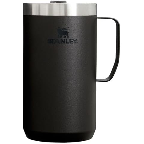 Stanley Stay Hot Camp Mug - Durable 18/8 Stainless Steel Insulated Mug - Splash-Free Tritan™ Drink-Thru Lid - 24 OZ - Black 2.0 Cover