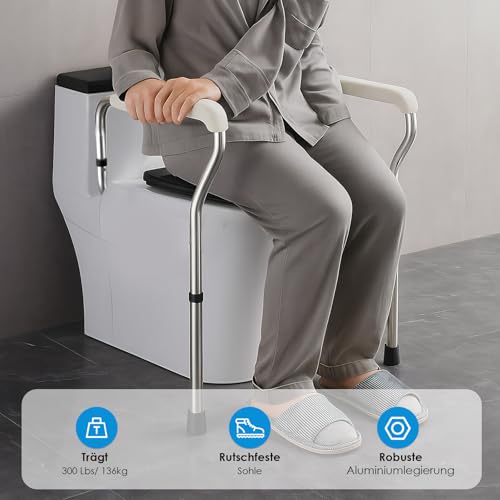 VIHBRAI Aufstehhilfe Toilette für Senioren,Toilettensitzerhöhung 65-75 cm, aufstehhilfen senioren,Toiletten Haltegriffe, WC Aufstehhilfe Ohne Bohren, Schwangere Frauen
