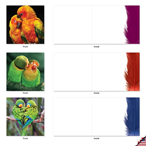 The Best Card Company - 10 Blank Heart Note Cards Boxed (4 x 5.12 Inch) - All Occasion Heartfelt Love Card Assortment - Love Birds MQ4628OCB-B1x10 - Thumbnail 4