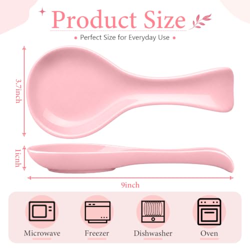 Image of Patelai Ceramic Spoon Rest Spoon Holder Stovetop for Kitchen Stove Coffee Bar Accessories Christmas Gift (Pink,Classic Style)