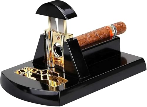 Cigarrskärare – rostfritt stål skrivbordsgiljotin med låda – slät skarp utsökt bordsskiva sax med presentask