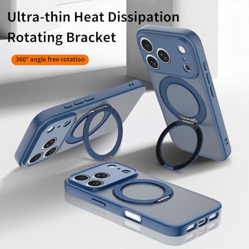Image of Magnetic Case for iPhone 17 Pro with Magnetic Ring Stand, [Compatible with Magsafe] [Military Grade Drop Protection] Shockproof Phone Cover for iPhone 17 Pro Full Camera Protection 6.3 inch Blue