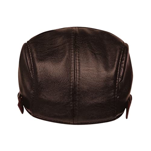 Boina Masculina Italiana Em Couro Luxuosa e Confortável Cor:Marrom;Tamanho:Ajustável