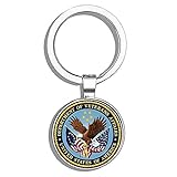 HJ Media Department of Veteran Affairs Seal Metal Round Metal Key Chain Keychain Ring