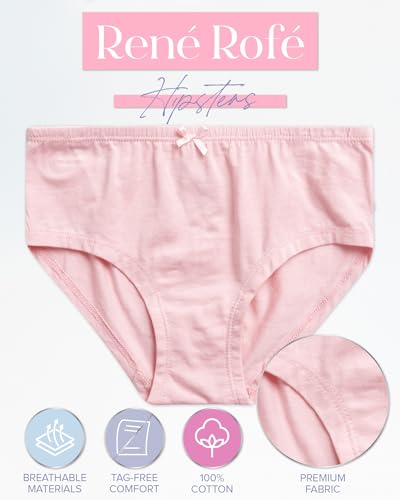 Rene Rofe Girls' Underwear – 10 Pack Stretch Soft Cotton Hipster Briefs Underwear - Panties for Girls (Size: 7-16)2