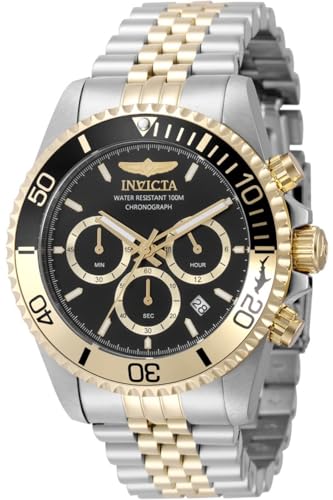 Image of Invicta Pro Diver Men 43mm Stainless Steel Gold + Steel Black dial VD53 Quartz
