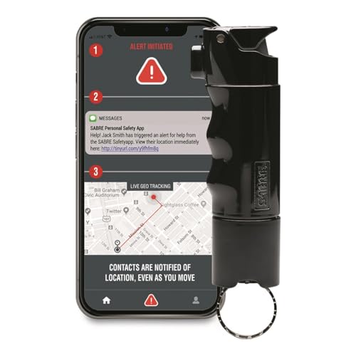 Sabre Red Smart Bluetooth Pepper Spray Black