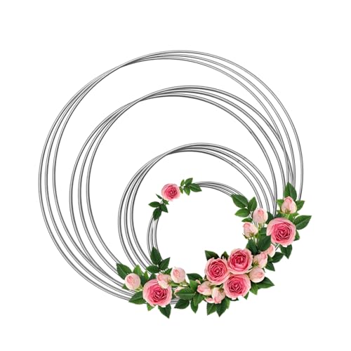 Xbessc 12 Pezzi 10/12/15/20 cm Cerchio Metallo Anelli in Metallo Cerchi Metallo per Decorazioni DIY Anello Metallo per Produzione di Ghirlande di Nozze Acchiappasogni e Centrotavola Fai da Te