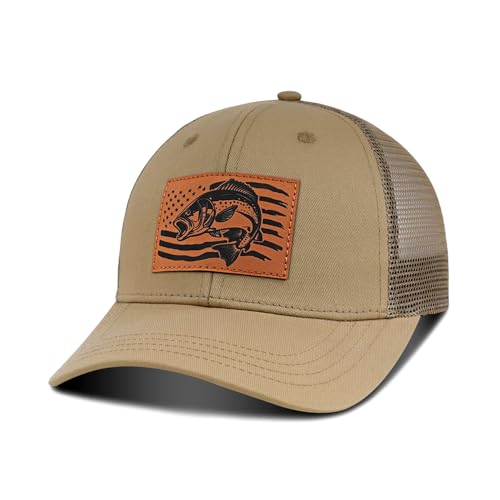Image of Fishing Hat Fishing Gifts for Men, Bass Fish Flag Hats, Fishing Gear Accessories Stuff, Adjustable Fishing Trucker Hat
