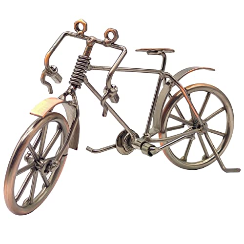 FACHAIBA Modelo de Bicicleta de Metal, Escultura de Metal Retro Decoración de Bicicletas de Hierro Forjado, Adornos de Bicicleta de Arte de Metal para la Oficina casera 18×11.5cm Cover