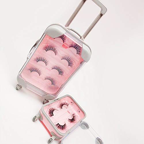 Yadesqef False Eyelashes Storage Box, Suitcase Packing Mini False Eyelashes Luggage Case Mink Eyelashes Tray Makeup Tools (Pink) #TOP4