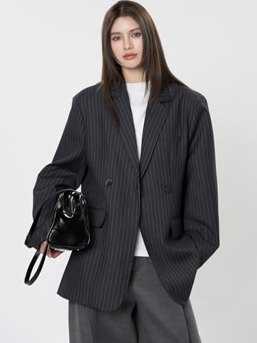 Oversized Pinstripe Double-Breasted Business Suit Causal Jacket Blazer4