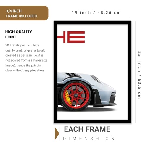 Image of kotart Big Sports Car Framed Posters Gift Items for Boys Room Wall Decoration Bedroom Living Room Office Studio Decor | Car Poster Frame for Wall Decor Set Of 3 Size (19 X 25 inch)