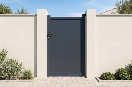 Casanoov Portillon EIGER 1x1,60m Aluminium Gris Anthracite – Design Plein Élégant et Moderne – Robuste Inoxydable Résistant Intempéries – Montage...