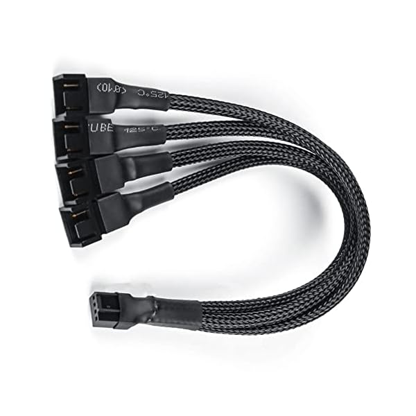 upHere 1 zu 4 4PIN PWM Y-Kabel Lüfterkabel PWM Adapter/Splitter für CPU-Kühlergehäuse Lüfter 4-Pin & 3-Pin Lüfter Kühlung,30cm，FH-4 – Bild 3