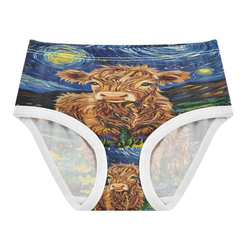 Cute Baby Highland Cow Van Gogh Starry Night Toddler Girls's Underwear 2T 202b8582
