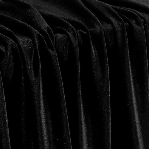 KKJIAF Black Stretch Velvet Fabric 60 Inch Wide 1 Yard Soft Stretchy Fabric for Sewing Clothes Apparel Costume Crafts - 90% Polyester 10% Spandex