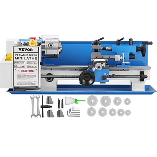 BestEquip Metal Lathe 7″ x 14″,Mini Metal Lathe 0-2500 RPM Variable Speed,Mini Lathe with 4″ 3-jaw Chuck,Bench Top Metal Lathe, Benchtop Lathe, for Various Types of Metal Turning
