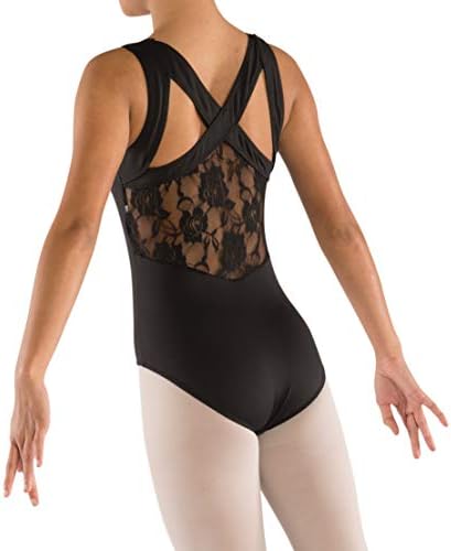 Danz N Motion Girl’s Lace Back Black Leotard 2403c (Size: 8-10)
