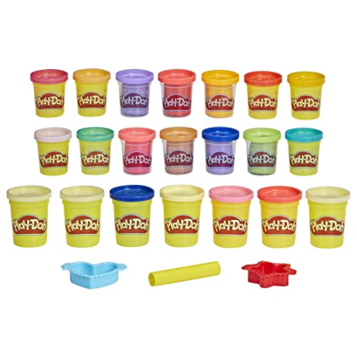 Play Doh Couleurs joyeuses Pack de 21 Pots de pâte à Modeler incluant la pâte Paillette et métallique - vue 2