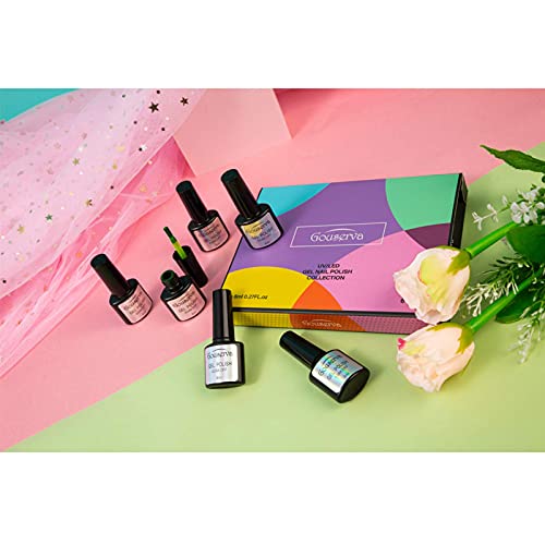 Gouserva Mood Gel Nail Polish Set- Temperature Color Changing, Color Changing Glitter Uvled Gel Nail Polish 6 Colors 0.27 Fl Oz Each Bottle, Holiday Salon Diy At Home, 0.27 Fl Oz (Pack Of 6) #TOP5