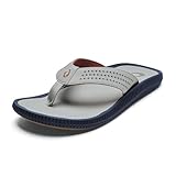 OLUKAI Ulele Men's Beach Sandals, Water Resistant Flip Flops, Arch Support & Comfort Fit, Lightweight & Durable, Enhanced Grip & Traction, Ash/Ash, 11